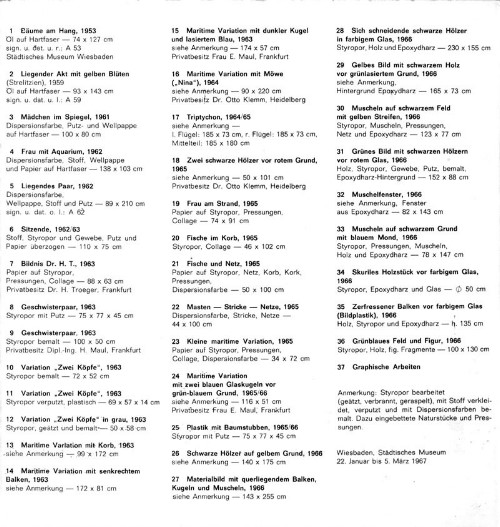 Liste der ausgestellte Werke, klicken Sie auf den Titel einer Arbeit, wenn Sie sie betrachten wollen.